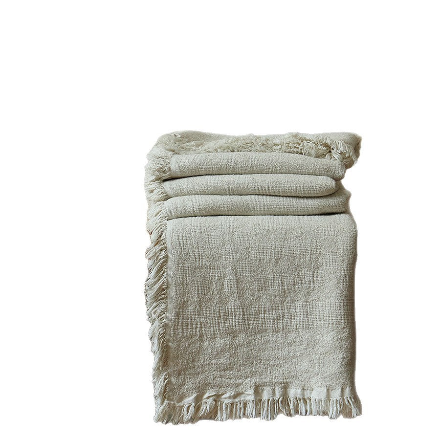 Retro Jacquard Tassel Cotton Linen Throw Blanket